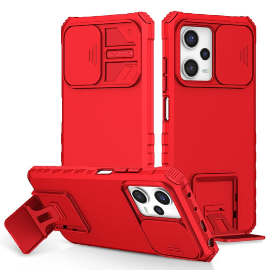 For Xiaomi Redmi Note 12 Pro 5G / Poco X5 Pro Stereoscopic Holder Sliding Camshield Phone Case(Red) - Note 12 Pro Cases by PMC Jewellery | Online Shopping South Africa | PMC Jewellery