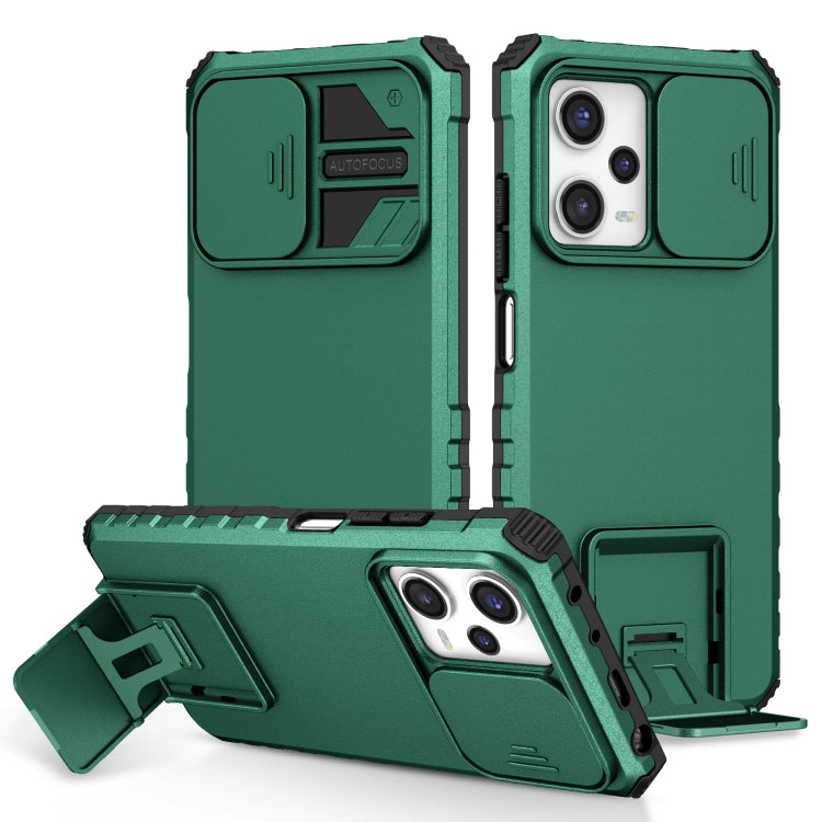 For Xiaomi Redmi Note 12 Pro 5G / Poco X5 Pro Stereoscopic Holder Sliding Camshield Phone Case(Green) - Note 12 Pro Cases by PMC Jewellery | Online Shopping South Africa | PMC Jewellery