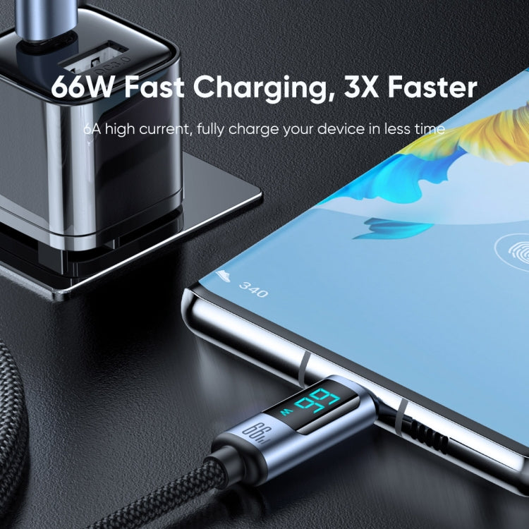 JOYROOM S-AC066A16 6A USB to USB-C / Type-C Digital Display Fast Charging Data Cable, Length:1.2m(Black) - free shipping - PMC TechLife - Order now!