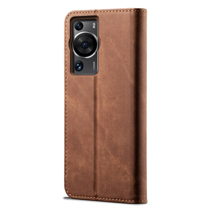 For Huawei P60/P60 Pro Denim Texture Leather Phone Case(Brown) - Huawei Cases by PMC Jewellery | Online Shopping South Africa | PMC Jewellery