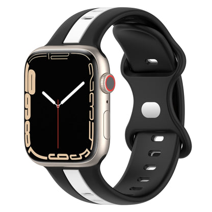 Nail Buckle Two-color Watch Band For Apple Watch Ultra 49mm / Series 8&7 45mm / SE 2&6&SE&5&4 44mm / 3&2&1 42mm(Black White) -  by PMC Jewellery | Online Shopping South Africa | PMC Jewellery