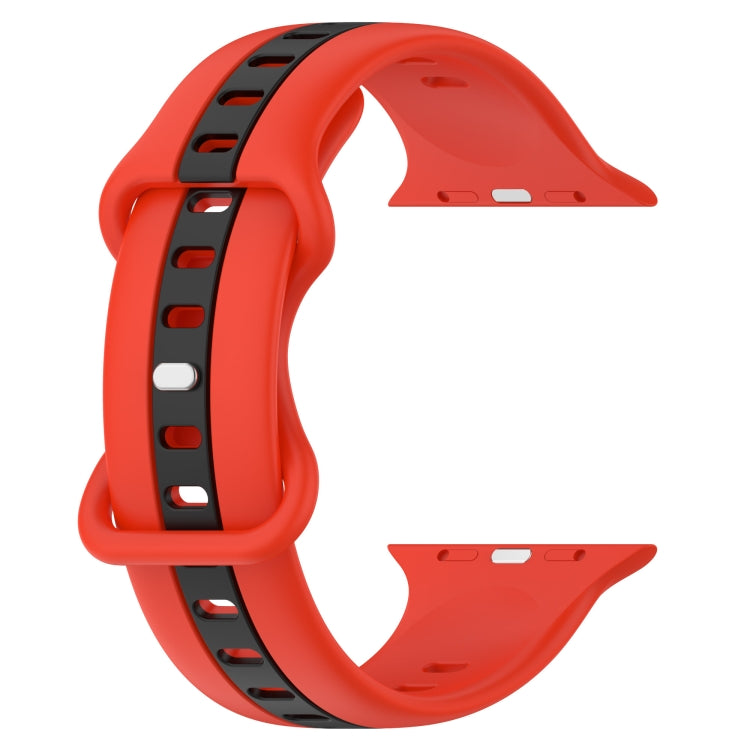 Nail Buckle Two-color Watch Band For Apple Watch Ultra 49mm / Series 8&7 45mm / SE 2&6&SE&5&4 44mm / 3&2&1 42mm(Red Black) -  by PMC Jewellery | Online Shopping South Africa | PMC Jewellery