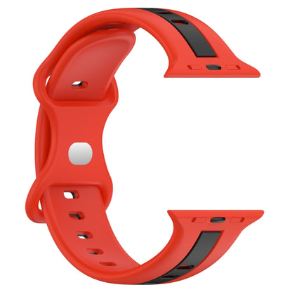 Nail Buckle Two-color Watch Band For Apple Watch Ultra 49mm / Series 8&7 45mm / SE 2&6&SE&5&4 44mm / 3&2&1 42mm(Red Black) -  by PMC Jewellery | Online Shopping South Africa | PMC Jewellery