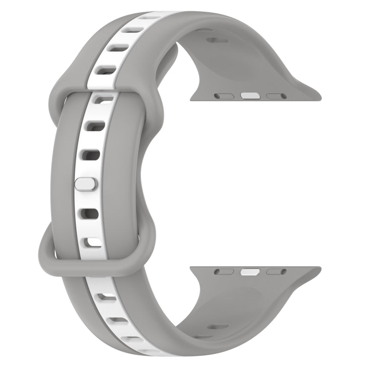 Nail Buckle Two-color Watch Band For Apple Watch Ultra 49mm / Series 8&7 45mm / SE 2&6&SE&5&4 44mm / 3&2&1 42mm(Light Grey White) -  by PMC Jewellery | Online Shopping South Africa | PMC Jewellery