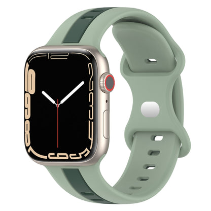 Nail Buckle Two-color Watch Band For Apple Watch Ultra 49mm / Series 8&7 45mm / SE 2&6&SE&5&4 44mm / 3&2&1 42mm(Light Green + Dark Green) -  by PMC Jewellery | Online Shopping South Africa | PMC Jewellery