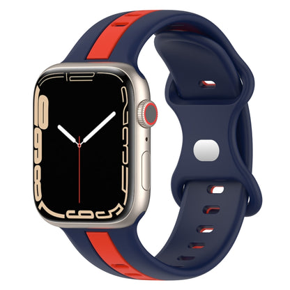 Nail Buckle Two-color Watch Band For Apple Watch Ultra 49mm / Series 8&7 45mm / SE 2&6&SE&5&4 44mm / 3&2&1 42mm(Midnight Blue + Red) -  by PMC Jewellery | Online Shopping South Africa | PMC Jewellery