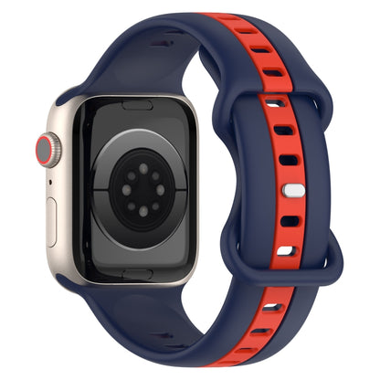 Nail Buckle Two-color Watch Band For Apple Watch Ultra 49mm / Series 8&7 45mm / SE 2&6&SE&5&4 44mm / 3&2&1 42mm(Midnight Blue + Red) -  by PMC Jewellery | Online Shopping South Africa | PMC Jewellery