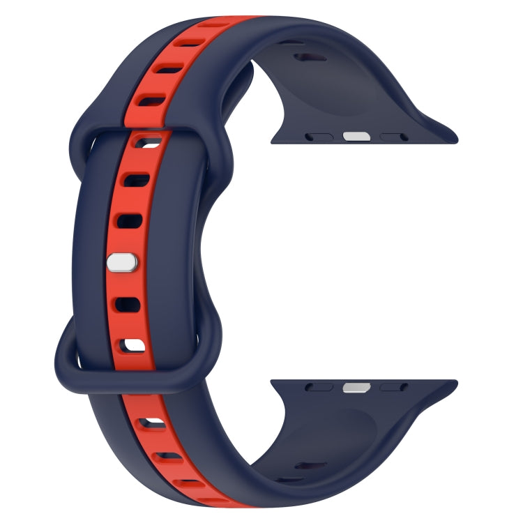 Nail Buckle Two-color Watch Band For Apple Watch Ultra 49mm / Series 8&7 45mm / SE 2&6&SE&5&4 44mm / 3&2&1 42mm(Midnight Blue + Red) -  by PMC Jewellery | Online Shopping South Africa | PMC Jewellery