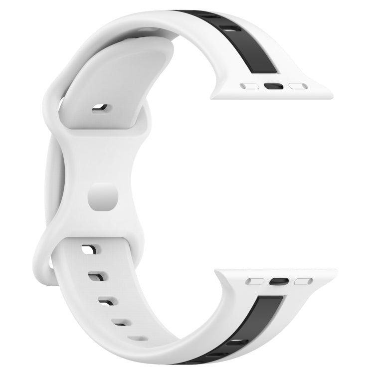 Nail Buckle Two-color Watch Band For Apple Watch Series 8&7 41mm / SE 2&6&SE&5&4 40mm / 3&2&1 38mm(White Black) -  by PMC Jewellery | Online Shopping South Africa | PMC Jewellery