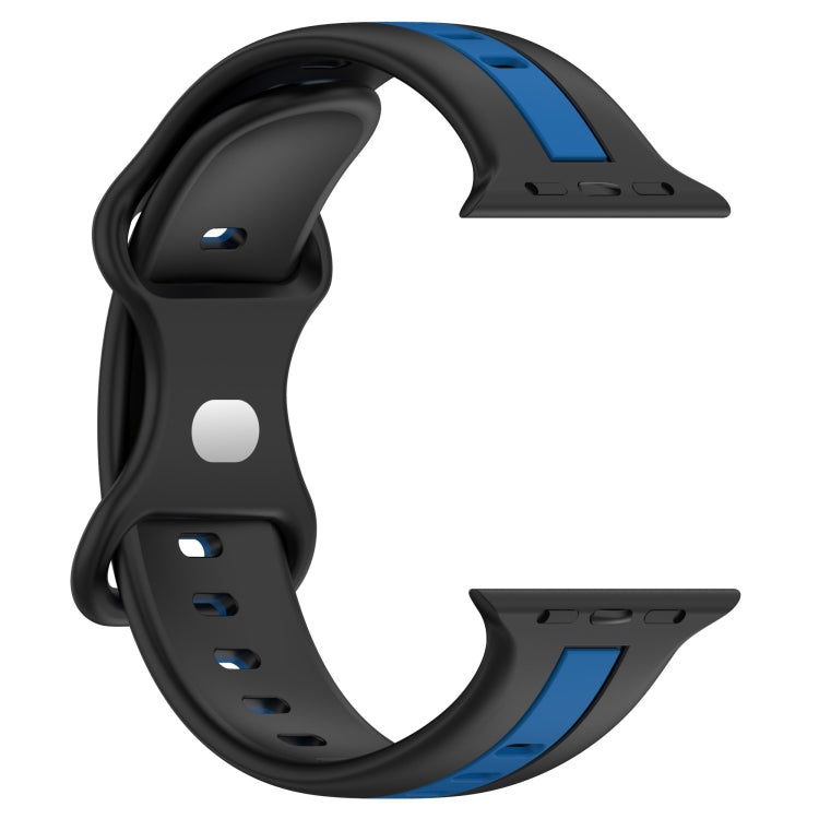 Nail Buckle Two-color Watch Band For Apple Watch Series 8&7 41mm / SE 2&6&SE&5&4 40mm / 3&2&1 38mm(Black Blue) -  by PMC Jewellery | Online Shopping South Africa | PMC Jewellery