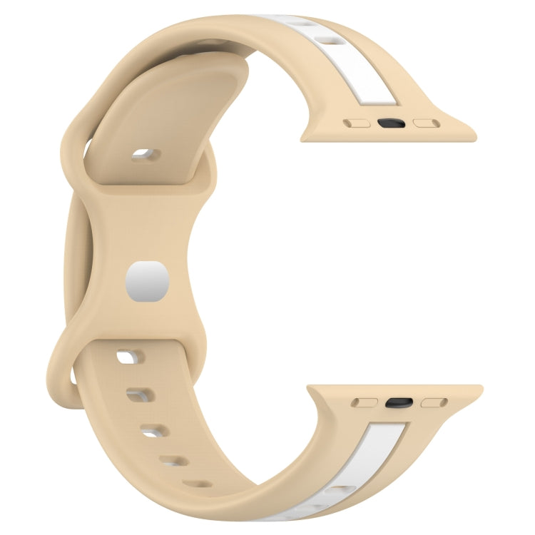 Nail Buckle Two-color Watch Band For Apple Watch Series 8&7 41mm / SE 2&6&SE&5&4 40mm / 3&2&1 38mm(Khaki White) -  by PMC Jewellery | Online Shopping South Africa | PMC Jewellery