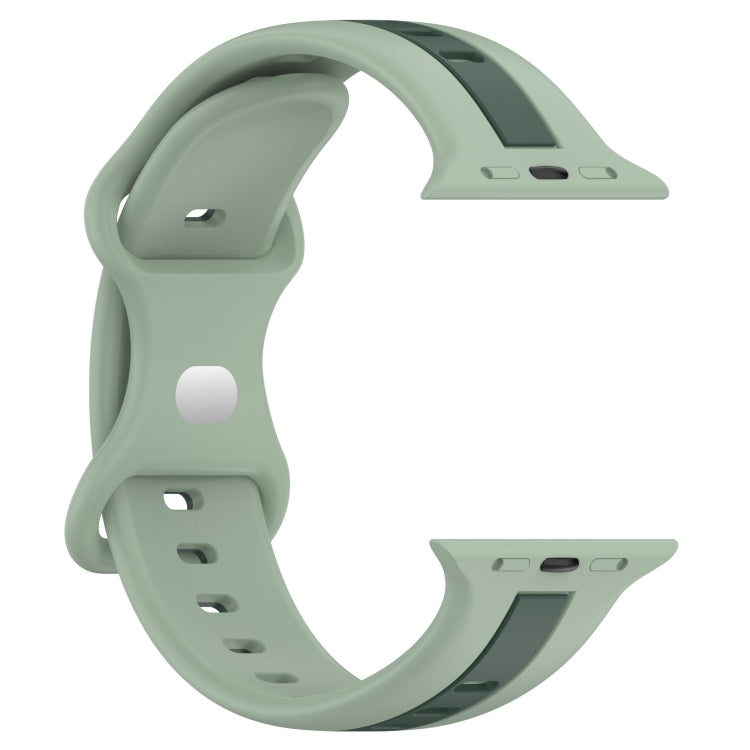 Nail Buckle Two-color Watch Band For Apple Watch Series 8&7 41mm / SE 2&6&SE&5&4 40mm / 3&2&1 38mm(Light Green + Dark Green) -  by PMC Jewellery | Online Shopping South Africa | PMC Jewellery