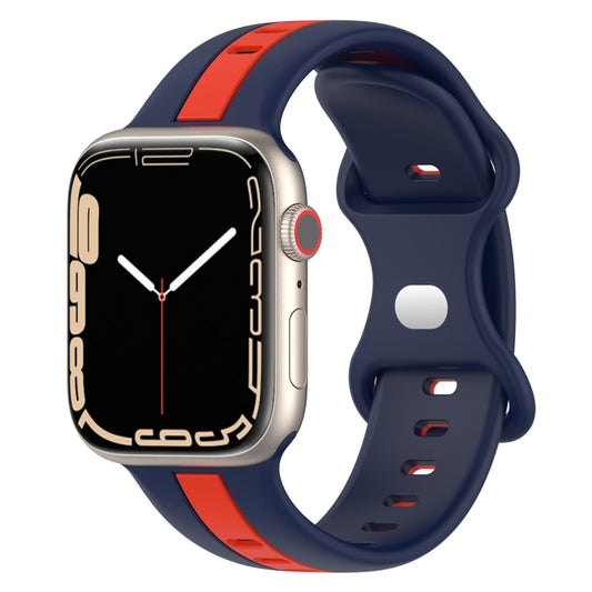 Nail Buckle Two-color Watch Band For Apple Watch Series 8&7 41mm / SE 2&6&SE&5&4 40mm / 3&2&1 38mm(Midnight Blue + Red) -  by PMC Jewellery | Online Shopping South Africa | PMC Jewellery