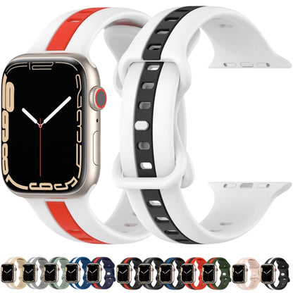 Nail Buckle Two-color Watch Band For Apple Watch Series 8&7 41mm / SE 2&6&SE&5&4 40mm / 3&2&1 38mm(Khaki White) -  by PMC Jewellery | Online Shopping South Africa | PMC Jewellery