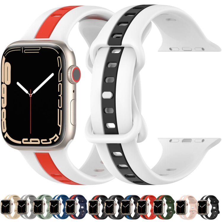 Nail Buckle Two-color Watch Band For Apple Watch Series 8&7 41mm / SE 2&6&SE&5&4 40mm / 3&2&1 38mm(Black Red) -  by PMC Jewellery | Online Shopping South Africa | PMC Jewellery