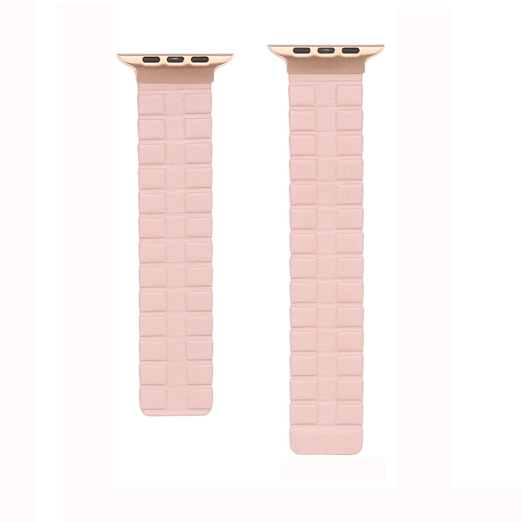 Square Two-section Leather Magnetic Watch Band For Apple Watch Ultra 49mm / Series 8&7 45mm / SE 2&6&SE&5&4 44mm / 3&2&1 42mm(Beige) -  by PMC Jewellery | Online Shopping South Africa | PMC Jewellery