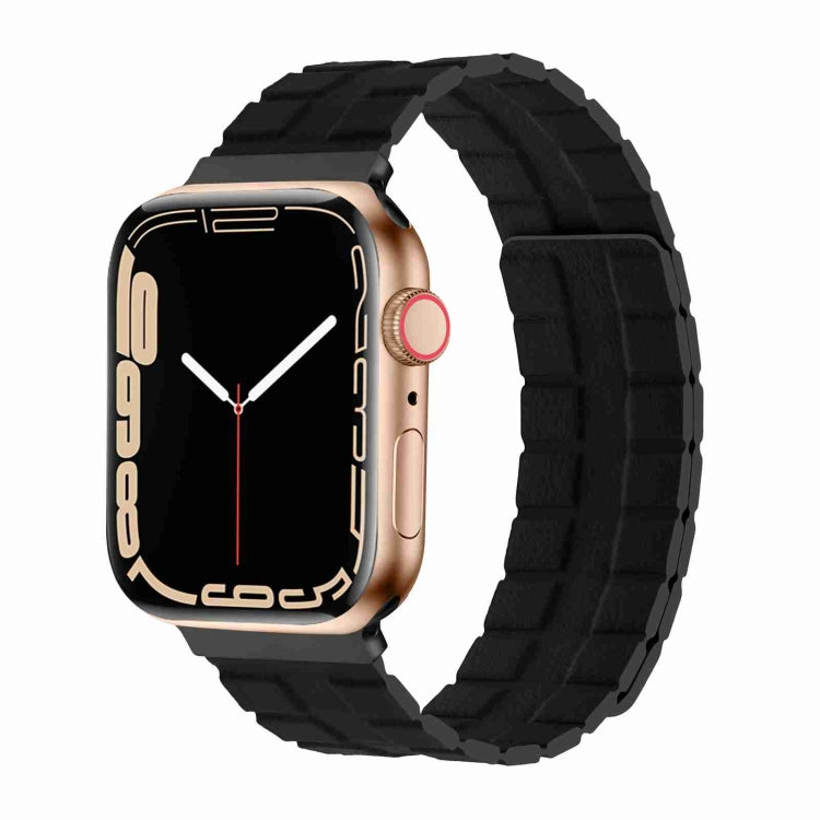 Square Two-section Leather Magnetic Watch Band For Apple Watch Series 8&7 41mm / SE 2&6&SE&5&4 40mm / 3&2&1 38mm(Black) -  by PMC Jewellery | Online Shopping South Africa | PMC Jewellery