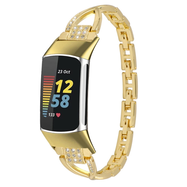 For Fitbit Charge 2 Diamond Metal Watch Band(Gold) -  by PMC Jewellery | Online Shopping South Africa | PMC Jewellery