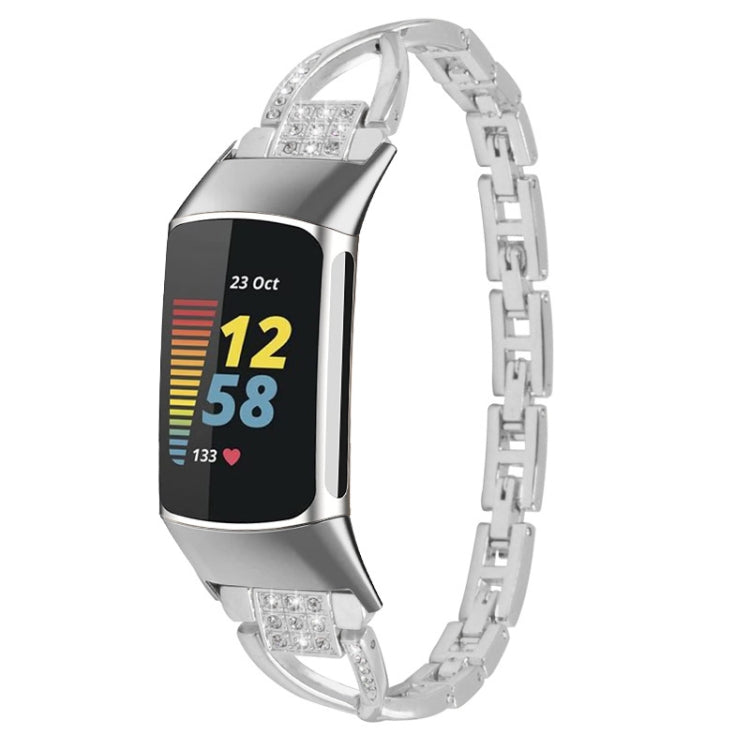 For Fitbit Charge 3 / 4 Diamond Metal Watch Band(Silver) -  by PMC TechLife | Online Shopping South Africa | PMC TechLife