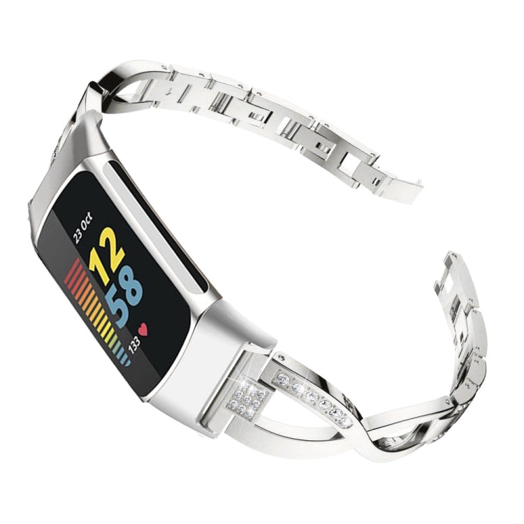 For Fitbit Charge 3 / 4 Diamond Metal Watch Band(Silver) -  by PMC TechLife | Online Shopping South Africa | PMC TechLife