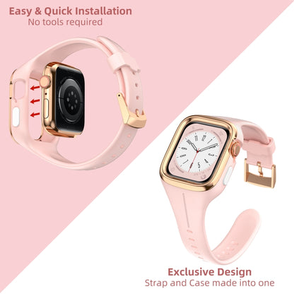 Stainless Steel Frame Silicone Watch Band For Apple Watch Series 8&7 41mm / SE 2&6&SE&5&4 40mm / 3&2&1 38mm(Pink) - Smart Wear by PMC Jewellery | Online Shopping South Africa | PMC Jewellery