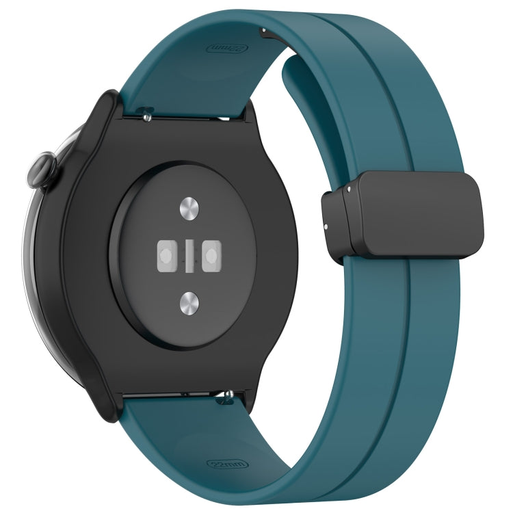 For Amazfit GTR Mini Magnetic Fold Clasp Black Buckle Silicone Watch Band(Navy Green) -  by PMC Jewellery | Online Shopping South Africa | PMC Jewellery