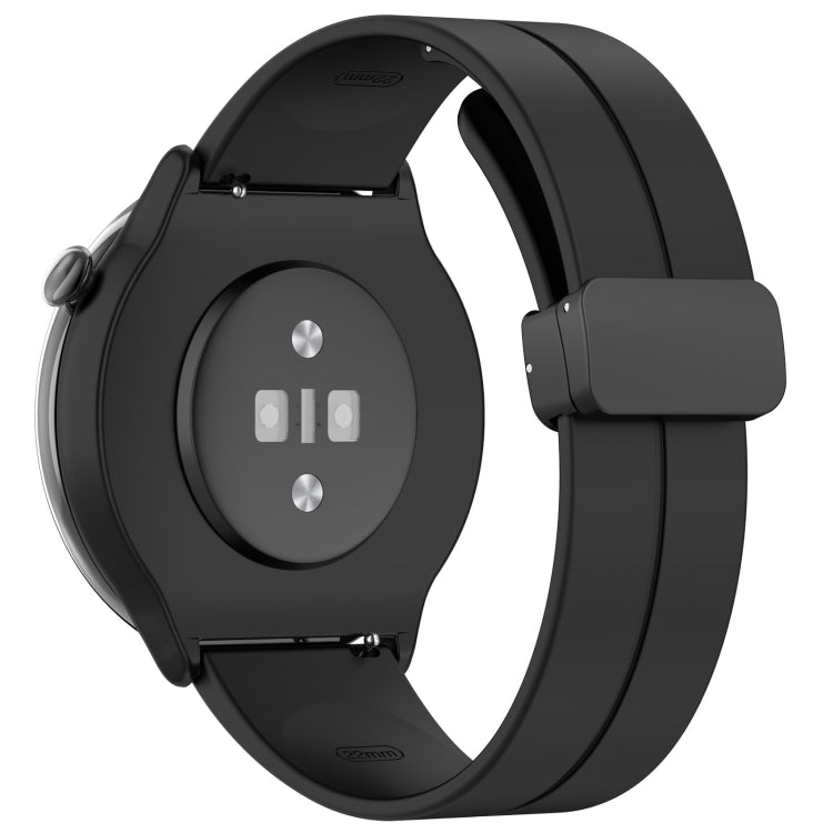 For Amazfit GTR Mini Magnetic Fold Clasp Black Buckle Silicone Watch Band(Black) -  by PMC Jewellery | Online Shopping South Africa | PMC Jewellery