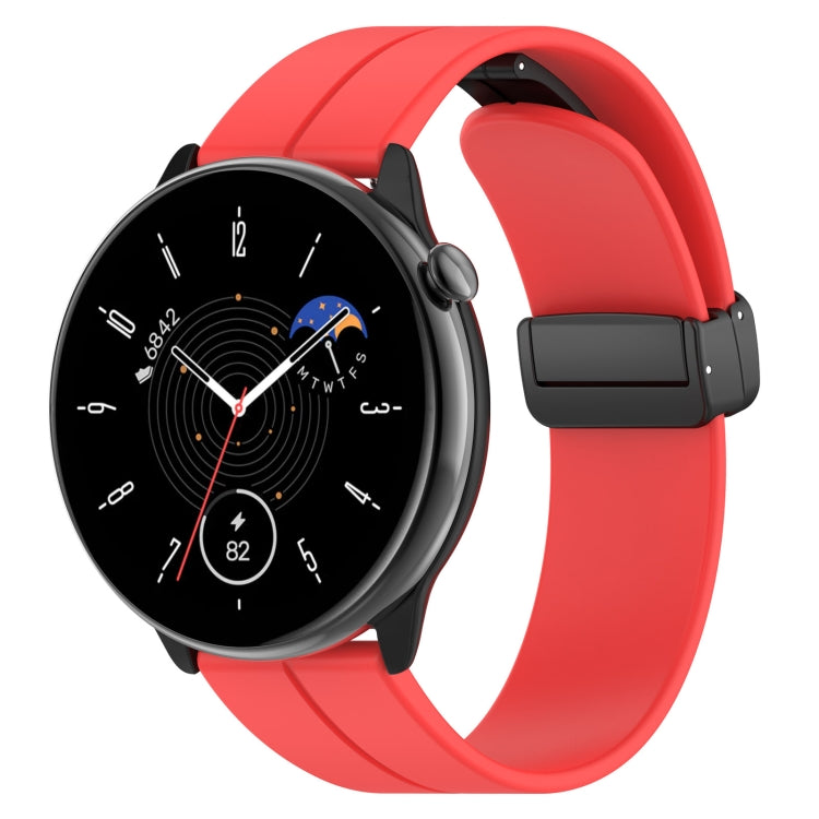 For Amazfit GTR Mini Magnetic Fold Clasp Black Buckle Silicone Watch Band(Red) -  by PMC Jewellery | Online Shopping South Africa | PMC Jewellery