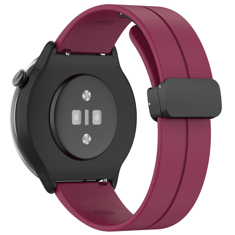 For Amazfit GTR Mini Magnetic Fold Clasp Black Buckle Silicone Watch Band(Wine Red) -  by PMC Jewellery | Online Shopping South Africa | PMC Jewellery