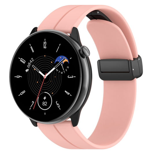 For Amazfit GTR Mini Magnetic Fold Clasp Black Buckle Silicone Watch Band(Light Pink) -  by PMC Jewellery | Online Shopping South Africa | PMC Jewellery