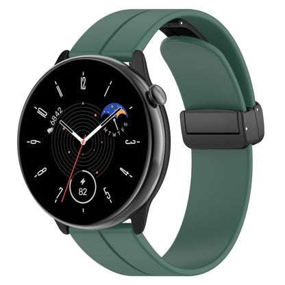 For Amazfit GTR Mini Magnetic Fold Clasp Black Buckle Silicone Watch Band(Dark Green) -  by PMC Jewellery | Online Shopping South Africa | PMC Jewellery