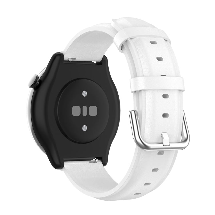 For Amazfit GTR Mini Round Tail Genuine Leather Watch Band(White) -  by PMC Jewellery | Online Shopping South Africa | PMC Jewellery