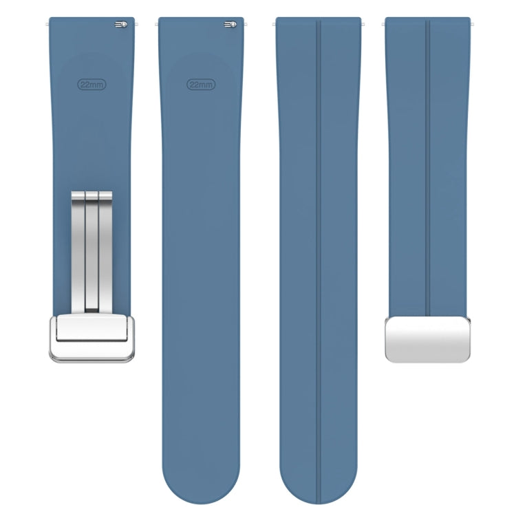 For Amazfit GTR 4 Magnetic Fold Clasp Silver Buckle Silicone Watch Band(Blue) -  by PMC Jewellery | Online Shopping South Africa | PMC Jewellery