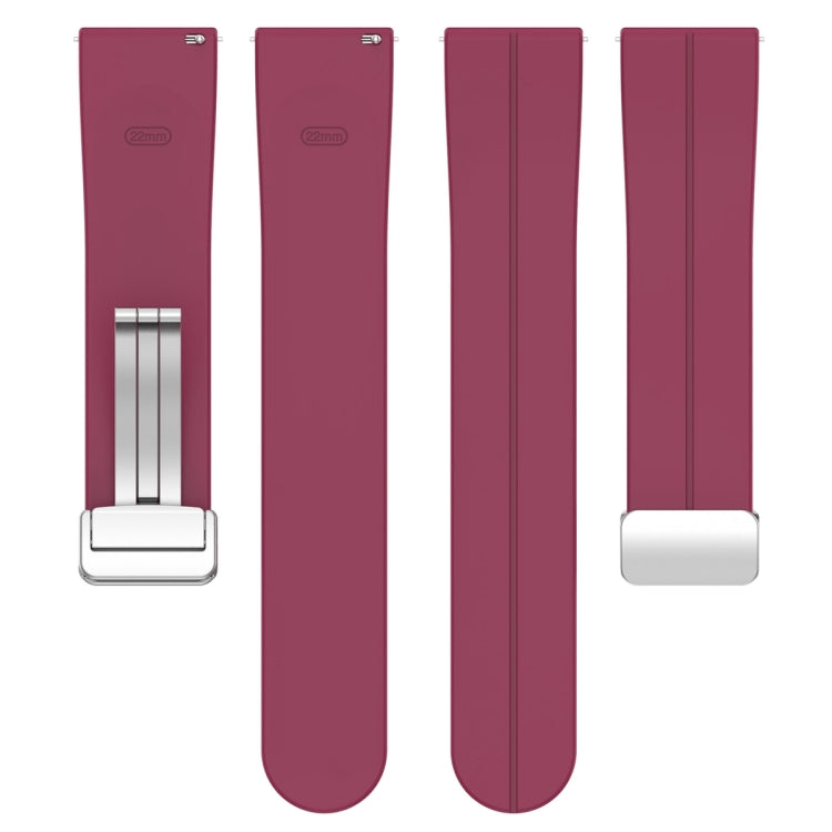 For Amazfit GTR 4 Magnetic Fold Clasp Silver Buckle Silicone Watch Band(Wine Red) -  by PMC Jewellery | Online Shopping South Africa | PMC Jewellery