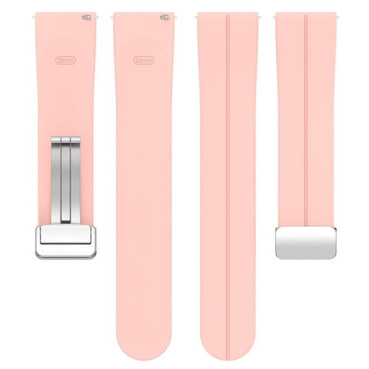 For Amazfit GTR 4 Magnetic Fold Clasp Silver Buckle Silicone Watch Band(Light Pink) -  by PMC Jewellery | Online Shopping South Africa | PMC Jewellery