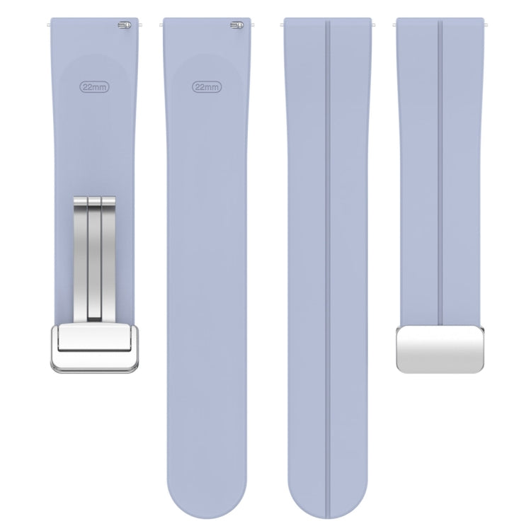 For Amazfit GTR 4 Magnetic Fold Clasp Silver Buckle Silicone Watch Band(Light Blue) - Smart Wear by PMC TechLife | Online Shopping South Africa | PMC TechLife