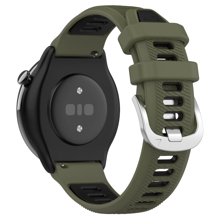 For Amazfit GTR Mini 20mm Cross Texture Two Color Silicone Stainless Steel Buckle Watch Band(Green Black) -  by PMC Jewellery | Online Shopping South Africa | PMC Jewellery