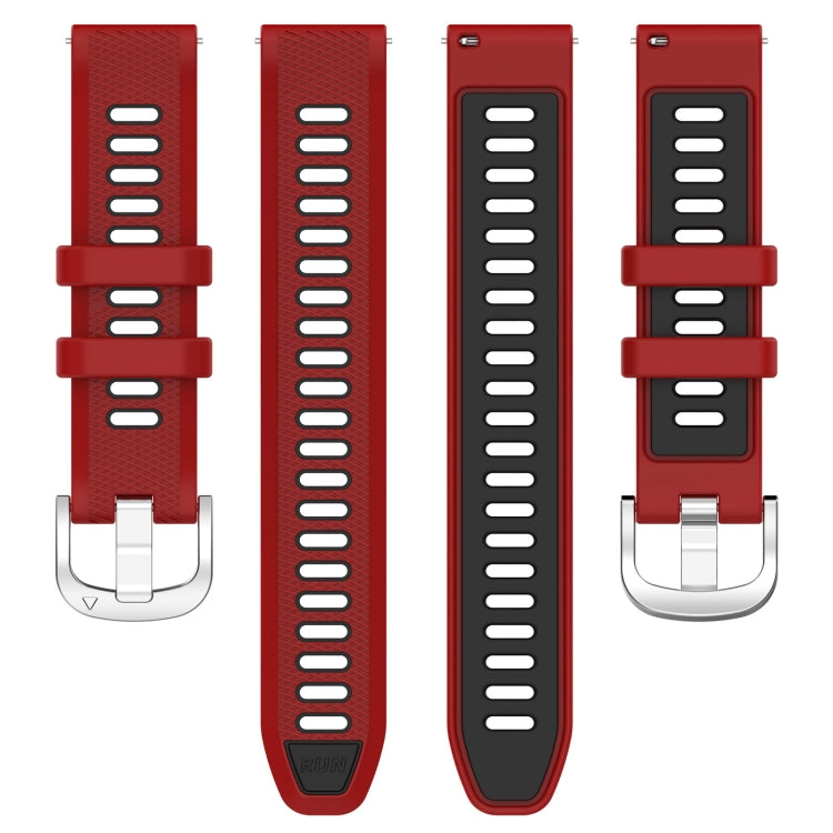 For Amazfit GTR Mini 20mm Cross Texture Two Color Silicone Stainless Steel Buckle Watch Band(Red Black) -  by PMC Jewellery | Online Shopping South Africa | PMC Jewellery