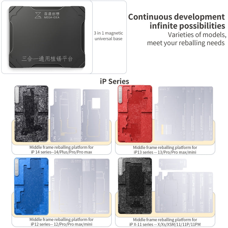 For iPhone X-11 Pro Max Qianli Mega-idea Multi-functional Middle Frame Positioning BGA Reballing Platform - free shipping - PMC TechLife - Order now!