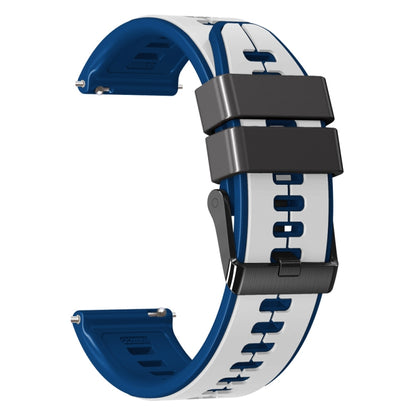 20mm Universal Vertical Line Two-Color Silicone Watch Band(White+Dark Blue) - Smart Wear by PMC Jewellery | Online Shopping South Africa | PMC Jewellery