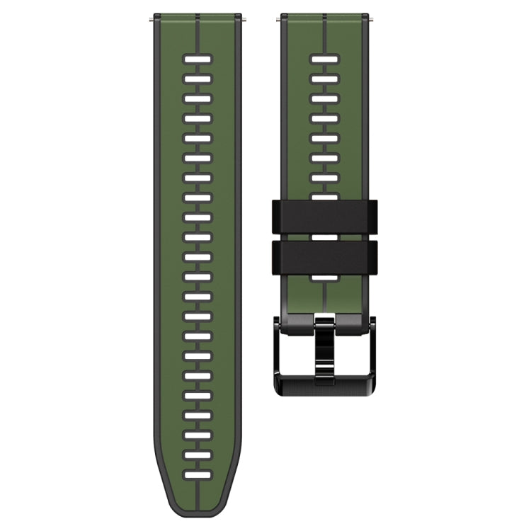 20mm Universal Vertical Line Two-Color Silicone Watch Band(Army Green+Black) - Smart Wear by PMC TechLife | Online Shopping South Africa | PMC TechLife