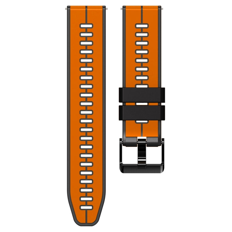 22mm Universal Vertical Line Two-Color Silicone Watch Band(Orange+Black) - Smart Wear by PMC Jewellery | Online Shopping South Africa | PMC Jewellery