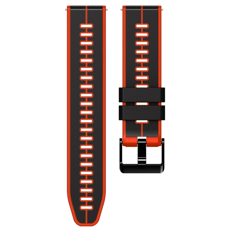 22mm Universal Vertical Line Two-Color Silicone Watch Band(Black+Red) - Smart Wear by PMC Jewellery | Online Shopping South Africa | PMC Jewellery