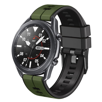 22mm Universal Vertical Line Two-Color Silicone Watch Band(Army Green+Black) - Smart Wear by PMC Jewellery | Online Shopping South Africa | PMC Jewellery