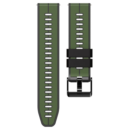 22mm Universal Vertical Line Two-Color Silicone Watch Band(Army Green+Black) - Smart Wear by PMC Jewellery | Online Shopping South Africa | PMC Jewellery