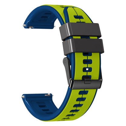 22mm Universal Vertical Line Two-Color Silicone Watch Band(Lime+Blue) - Smart Wear by PMC Jewellery | Online Shopping South Africa | PMC Jewellery
