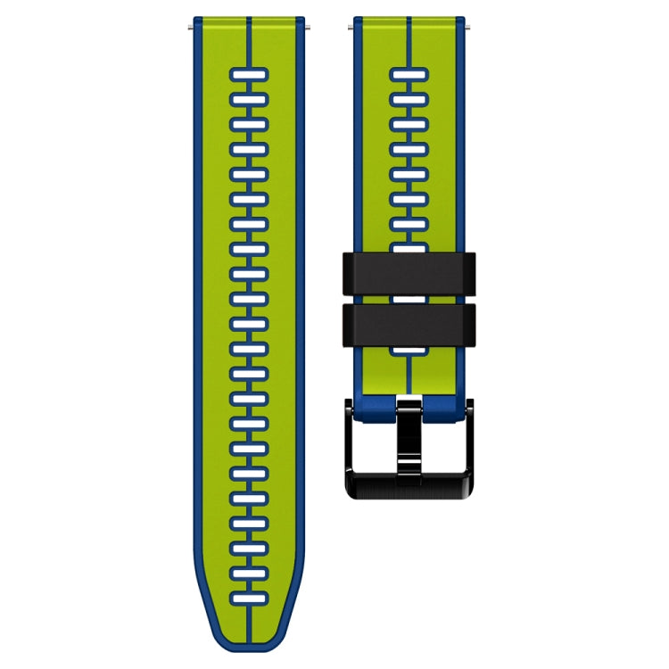 22mm Universal Vertical Line Two-Color Silicone Watch Band(Lime+Blue) - Smart Wear by PMC TechLife | Online Shopping South Africa | PMC TechLife