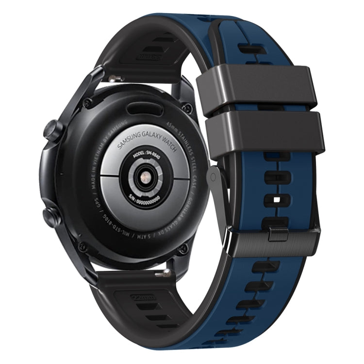 22mm Universal Vertical Line Two-Color Silicone Watch Band(Dark Blue+Black) - Smart Wear by PMC TechLife | Online Shopping South Africa | PMC TechLife
