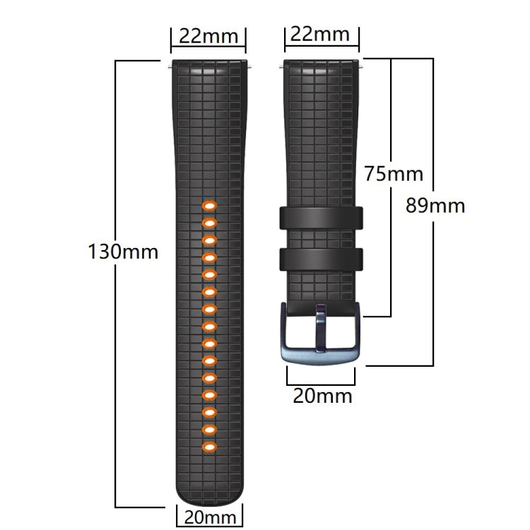 22mm Universal Mesh Two-Tone Silicone Watch Band(Orange Black) - Smart Wear by PMC TechLife | Online Shopping South Africa | PMC TechLife