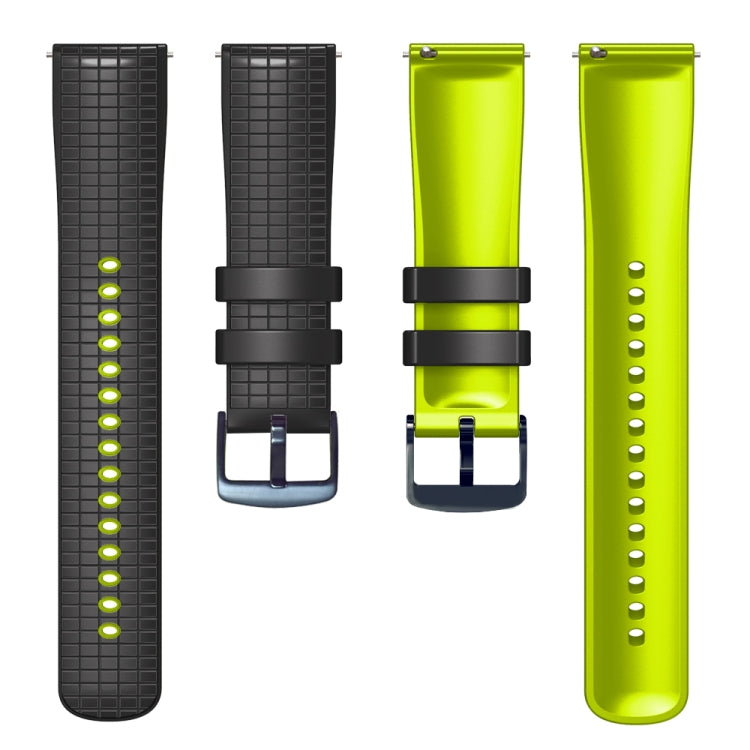 22mm Universal Mesh Two-Tone Silicone Watch Band(Black Lime) - Smart Wear by PMC Jewellery | Online Shopping South Africa | PMC Jewellery